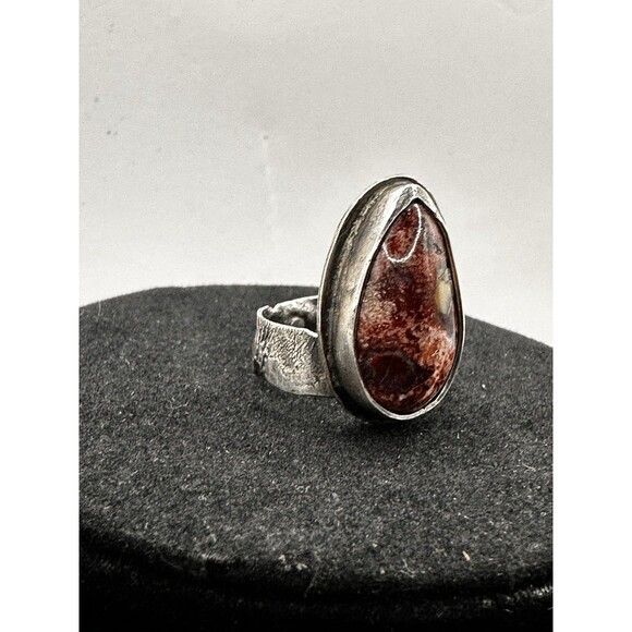 Mexican Fire Opal Sterling Silver Ring Size 5.75 Artisan Natural Gemstone - Picture 3 of 16